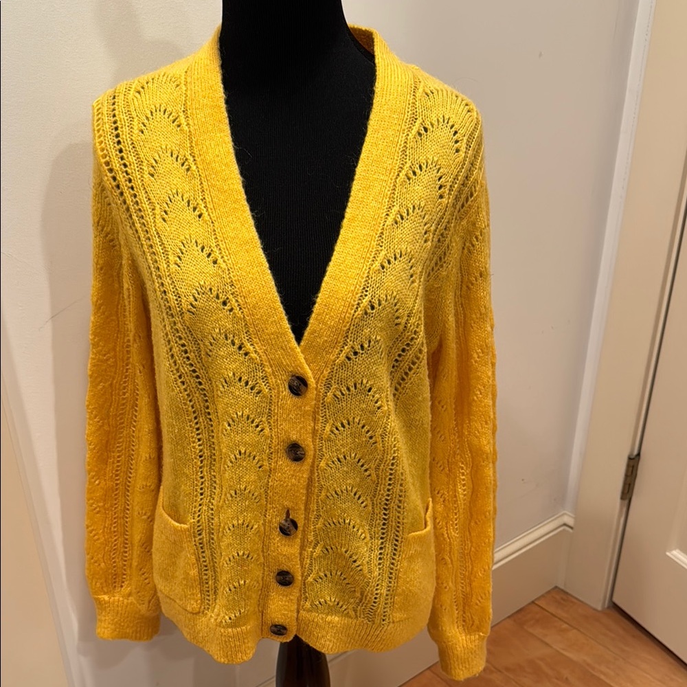 Boden Yellow Knit Cardigan Sweater